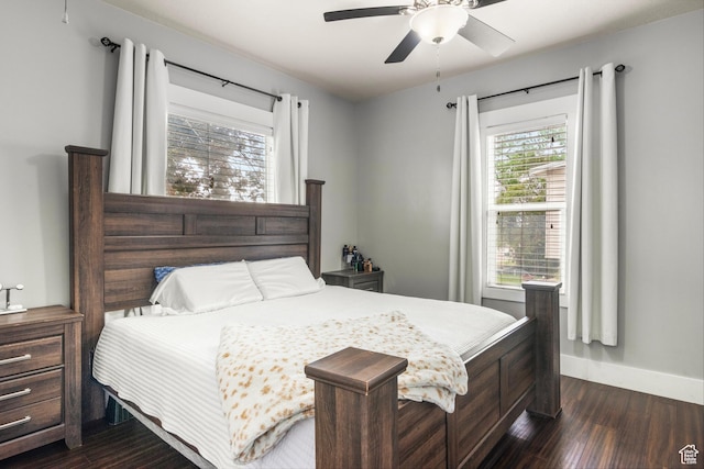 3654 Ogden Ave, Ogden, UT 84403 - bedroom featuring dark wood-style floors, baseboards, and a ceiling fan