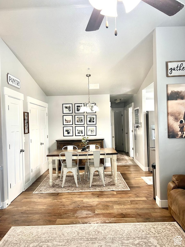2497 W 500 S Unit 3, Springville, UT 84663 - dining room featuring lofted ceiling, wood finished floors, baseboards, and a ceiling fan