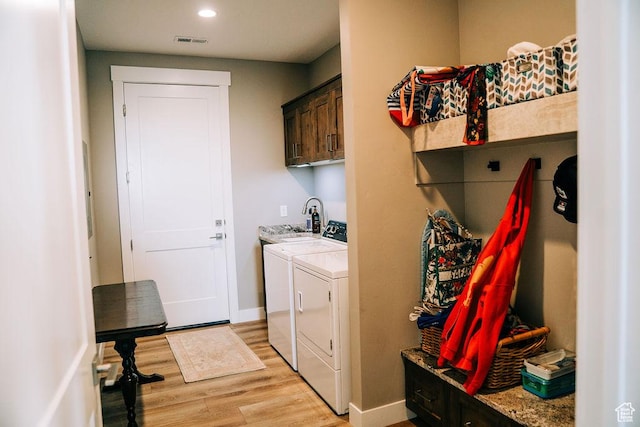 2366 W 3750 N, Cedar City, UT 84721 - clothes washing area with light wood-style floors, cabinet space, washing machine and dryer, baseboards, and recessed lighting