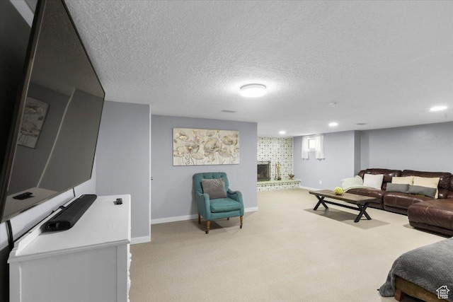 131 N 100 W, Hyrum, UT 84319 - carpeted living area featuring baseboards and a textured ceiling