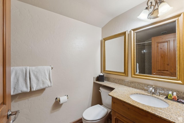 840 Bigler Ln Unit 3031, Midway, UT 84049 - full bath featuring toilet, vanity, lofted ceiling, and a shower
