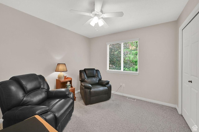 1076 E Creekside, Ogden, UT 84404 - living area with carpet, baseboards, and a ceiling fan