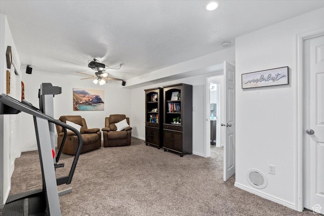1298 S 1410 E, Provo, UT 84606 - exercise room featuring light colored carpet, ceiling fan, and baseboards