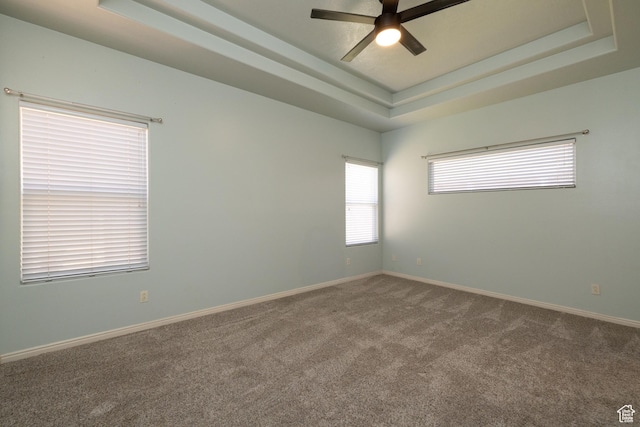 2578 W 225 N, Hurricane, UT 84737 - carpeted spare room featuring a ceiling fan, a tray ceiling, and baseboards