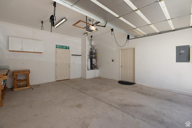 2578 W 225 N, Hurricane, UT 84737 - garage featuring strapped water heater, electric panel, and a garage door opener