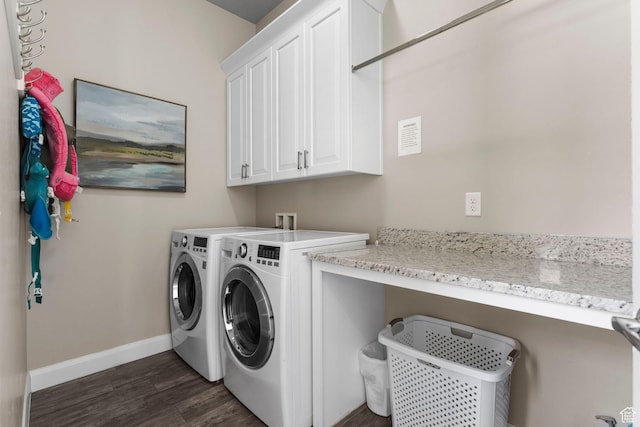 3258 S 4900 W, Hurricane, UT 84737 - washroom featuring independent washer and dryer, cabinet space, dark wood-style flooring, and baseboards