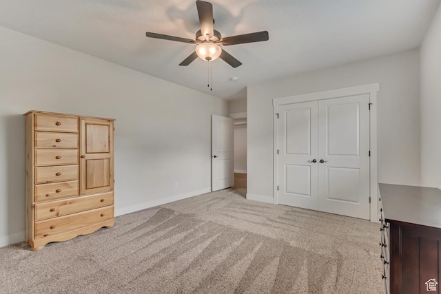 487 W 500 N, Mapleton, UT 84664 - unfurnished bedroom with light colored carpet, baseboards, a closet, and ceiling fan