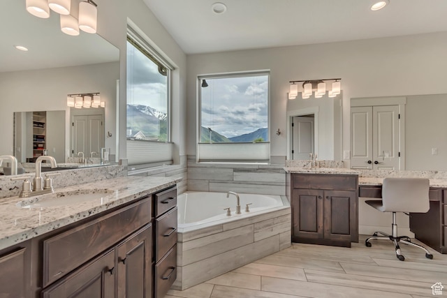 487 W 500 N, Mapleton, UT 84664 - full bath featuring a bath, a closet, recessed lighting, and two vanities