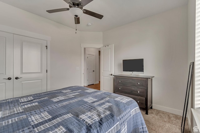 487 W 500 N, Mapleton, UT 84664 - bedroom featuring baseboards, carpet flooring, a closet, and ceiling fan