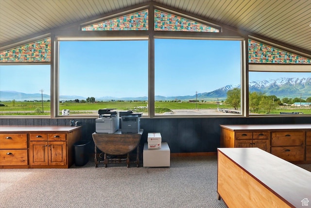 3703 W 600 S, Logan, UT 84321 - sunroom / solarium featuring lofted ceiling, a mountain view, and carpet floors