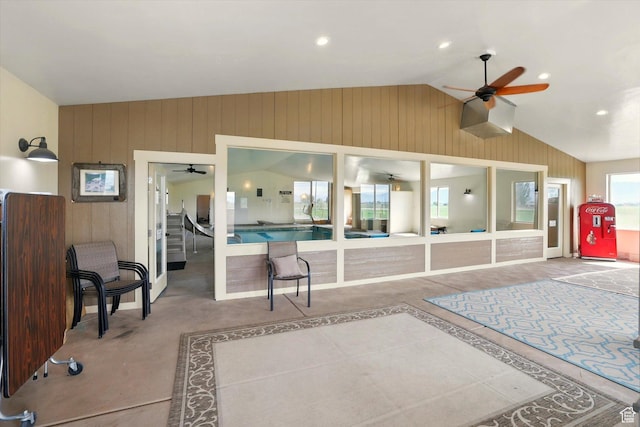3703 W 600 S, Logan, UT 84321 - view of patio featuring a ceiling fan and an indoor pool