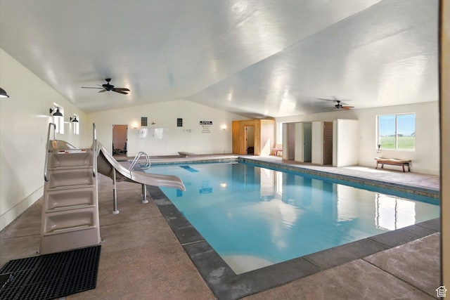 3703 W 600 S, Logan, UT 84321 - indoor pool featuring ceiling fan and a water slide