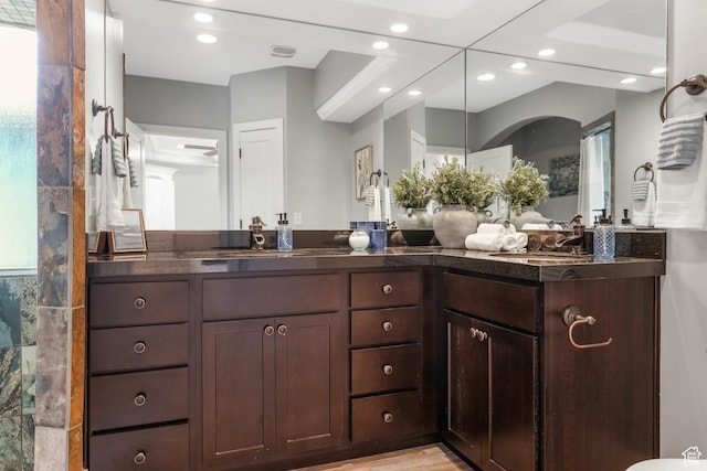225 S 900 E, Salt Lake City, UT 84102 - bathroom featuring recessed lighting and double vanity