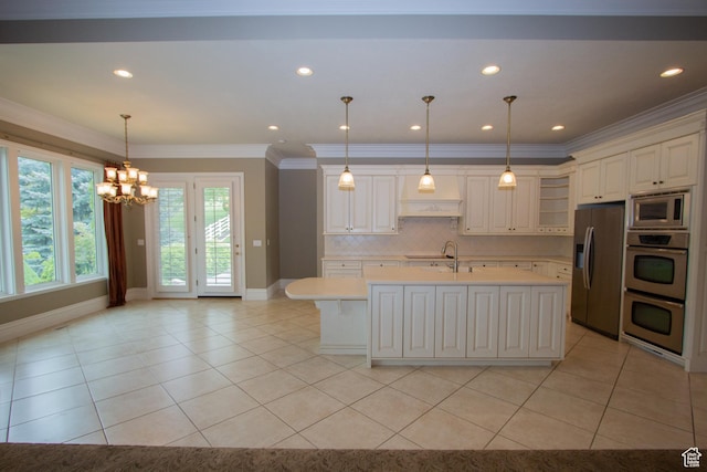 1315 E 1550 N, North Logan, UT 84341 - kitchen with appliances with stainless steel finishes, light countertops, a chandelier, light tile patterned floors, and recessed lighting