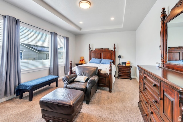 701 S Crooket Post Way W, Saratoga Springs, UT 84045 - bedroom with light colored carpet, recessed lighting, baseboards, and a tray ceiling