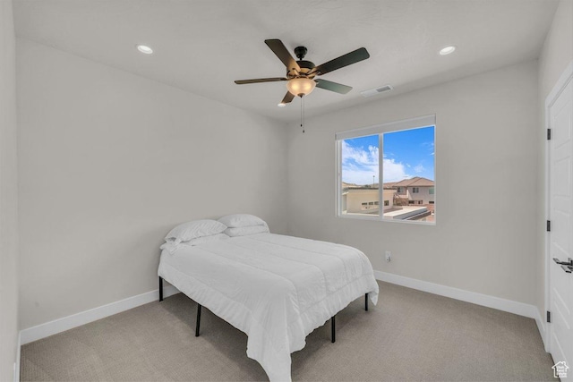 2938 S Poplar Ln, St George, UT 84790 - bedroom with carpet flooring, baseboards, recessed lighting, and ceiling fan