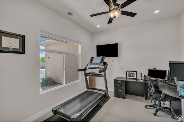 2938 S Poplar Ln, St George, UT 84790 - office space with ceiling fan, baseboards, and recessed lighting