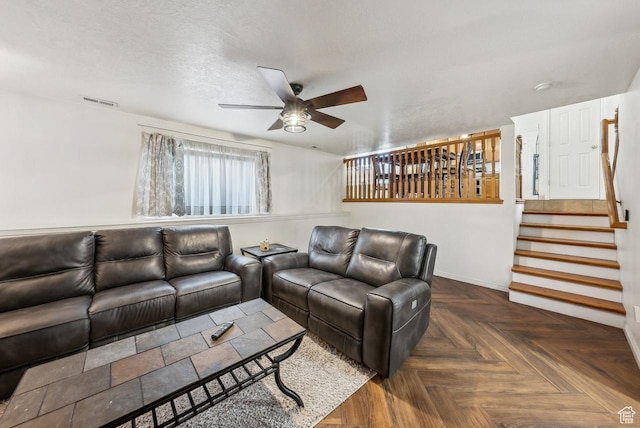 1447 E 230 S, Spanish Fork, UT 84660 - living room featuring a ceiling fan, stairs, and baseboards