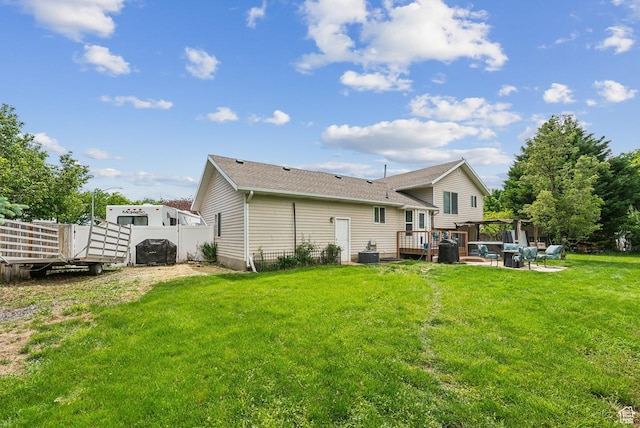 1447 E 230 S, Spanish Fork, UT 84660 - rear view of house featuring a wooden deck and cooling unit