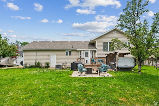 1447 E 230 S, Spanish Fork, UT 84660 - rear view of house with a patio area, roof with shingles, and central AC unit