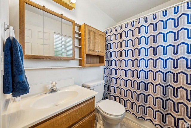 1447 E 230 S, Spanish Fork, UT 84660 - bathroom featuring toilet, vanity, and a shower with curtain