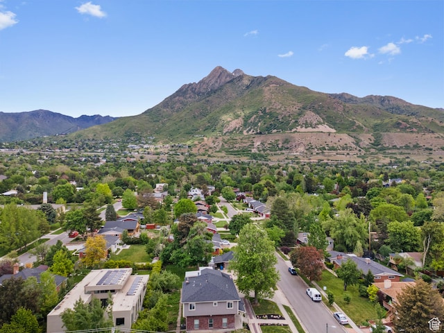 aerial perspective of suburban area with a mountainous background