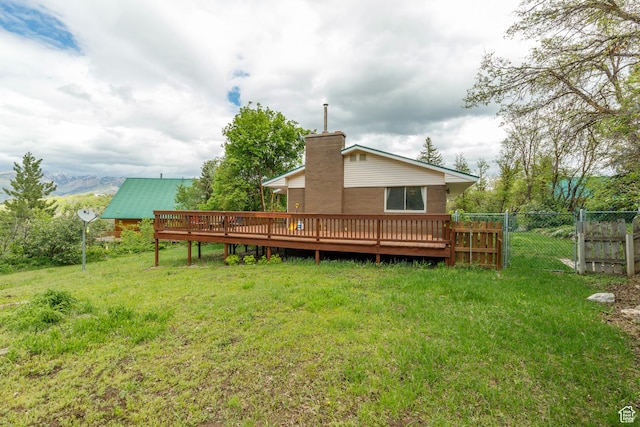 2147 N 3850 E, Eden, UT 84310 - rear view of property featuring a chimney and a deck
