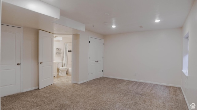 635 E 60 S Unit A-3, American Fork, UT 84003 - unfurnished bedroom with light colored carpet, baseboards, recessed lighting, and ensuite bath