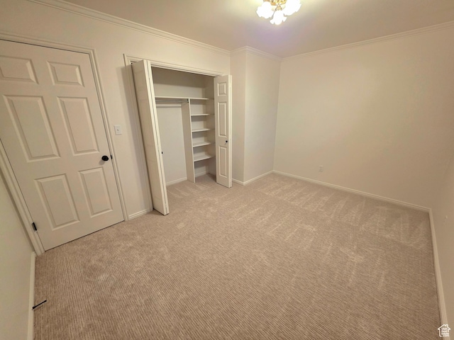 242 W 1100 S, Orem, UT 84058 - unfurnished bedroom featuring light carpet, ornamental molding, a closet, and baseboards
