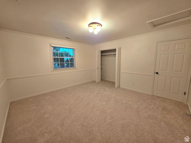 242 W 1100 S, Orem, UT 84058 - unfurnished bedroom with crown molding, light colored carpet, baseboards, and a closet