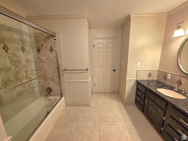 242 W 1100 S, Orem, UT 84058 - full bath featuring tile patterned floors, vanity, crown molding, bath / shower combo with glass door, and baseboards