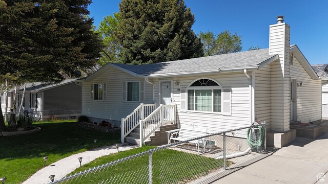 415 N Cedar Vw, Orangeville, UT 84537 - ranch-style home with a chimney and a shingled roof