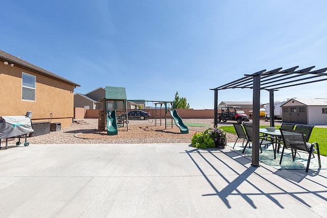 1136 S 4425 W, Cedar City, UT 84720 - view of patio / terrace featuring a playground, a pergola, and area for grilling