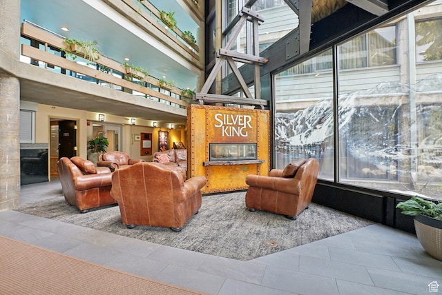 lobby with a high ceiling