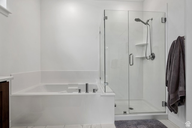703 W Swinley Dr, Murray, UT 84123 - bathroom with a stall shower, a bath, and vanity