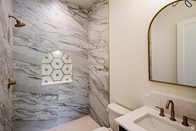 1171 E 430 S, Santaquin, UT 84655 - bathroom with a marble finish shower, vanity, and toilet