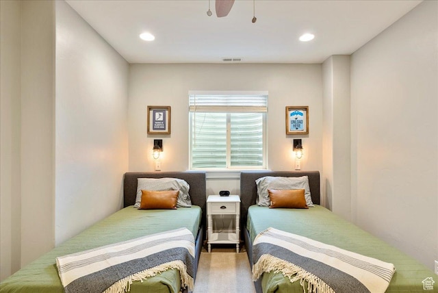 bedroom with recessed lighting