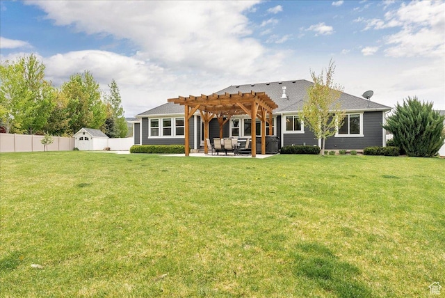 back of property featuring a pergola and a patio area