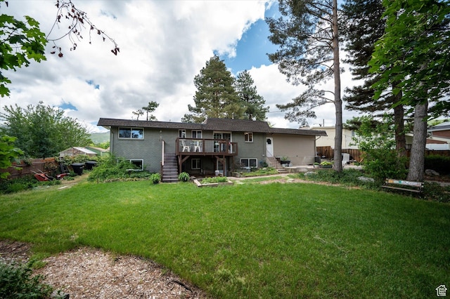 2068 S 200 E, Bountiful, UT 84010 - back of house with stairs, a wooden deck, and brick siding