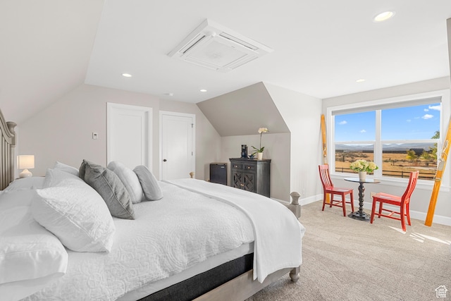 7664 Whileaway E, Park City, UT 84098 - carpeted bedroom featuring vaulted ceiling and recessed lighting