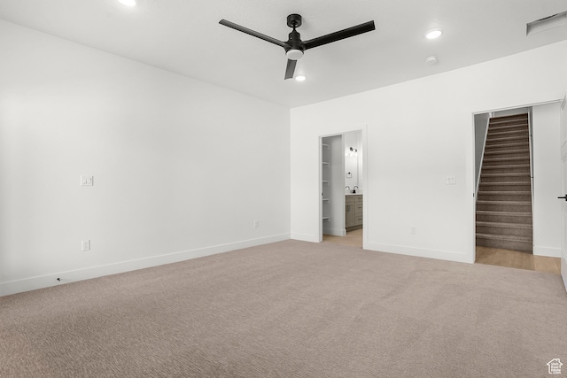 1631 W Century Ln Unit A, Mapleton, UT 84664 - unfurnished bedroom featuring light colored carpet, baseboards, ensuite bathroom, and recessed lighting