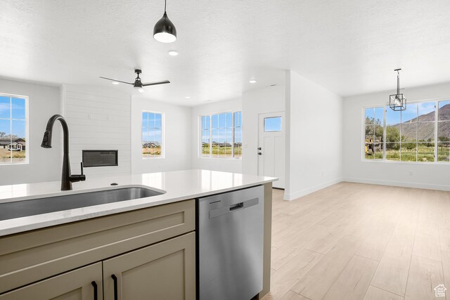 1631 W Century Ln Unit A, Mapleton, UT 84664 - kitchen with dishwasher, healthy amount of natural light, a sink, gray cabinetry, and recessed lighting