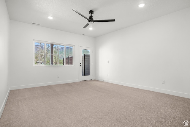 1631 W Century Ln Unit A, Mapleton, UT 84664 - empty room featuring a ceiling fan, baseboards, recessed lighting, and light colored carpet