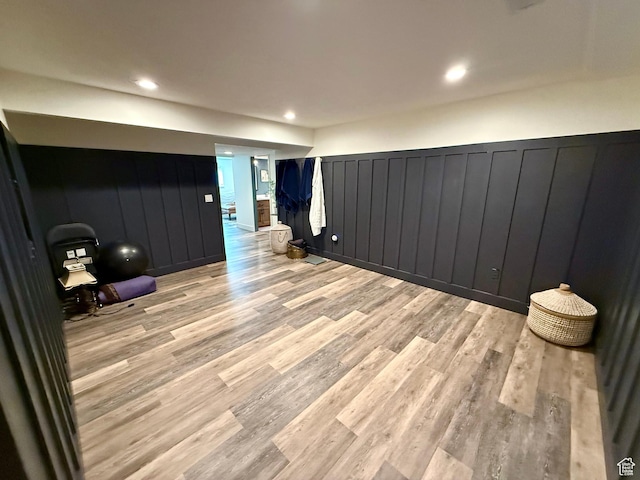 1367 N Brookhurst Cir, Centerville, UT 84014 - unfurnished room with light wood-type flooring, a decorative wall, wainscoting, and recessed lighting