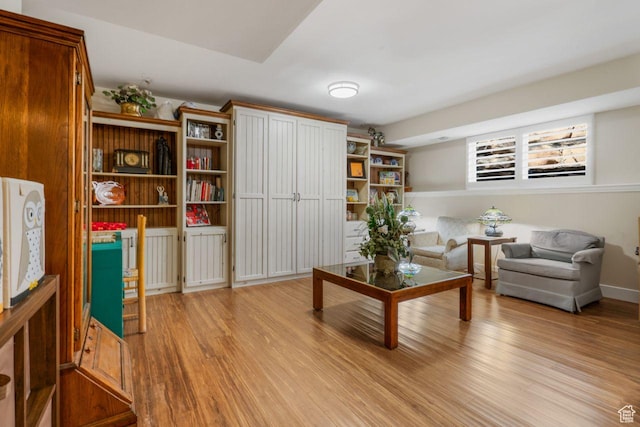 sitting room with light wood finished floors