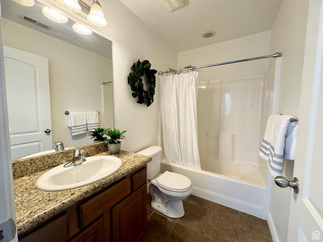 5062 W Valmont Way, Herriman, UT 84096 - bathroom with tile patterned flooring, shower / bathtub combination with curtain, vanity, and toilet