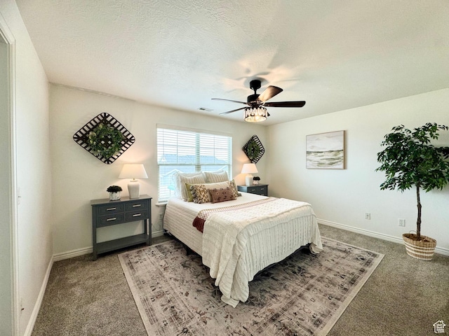 5062 W Valmont Way, Herriman, UT 84096 - bedroom with carpet flooring, baseboards, a ceiling fan, and a textured ceiling