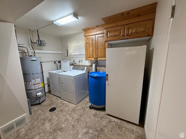 1255 W 200 S, Vernal, UT 84078 - laundry room featuring water heater, washing machine and clothes dryer, and cabinet space
