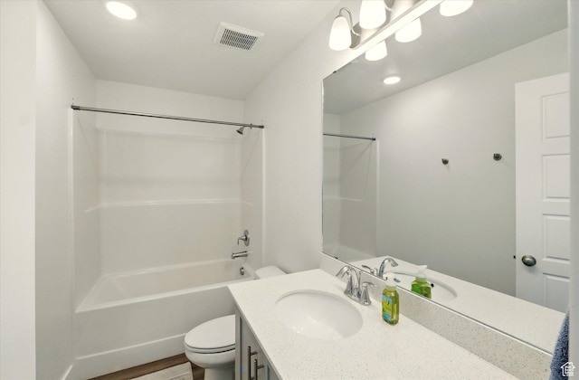 1412 W 1920 S, Logan, UT 84321 - full bath featuring toilet, vanity, wood finished floors, bathtub / shower combination, and recessed lighting