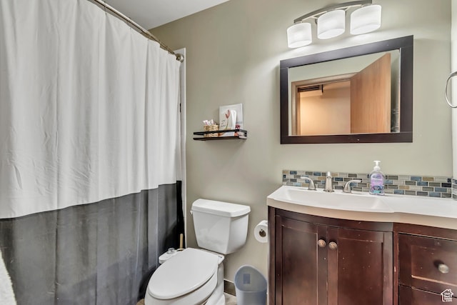 1485 E 1850 N, Provo, UT 84604 - full bathroom with vanity, tasteful backsplash, toilet, and curtained shower